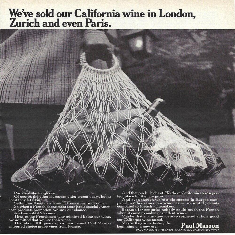 1967 Paul Masson California Wine in London Zurich Paris Vintage Print Ad/Poster